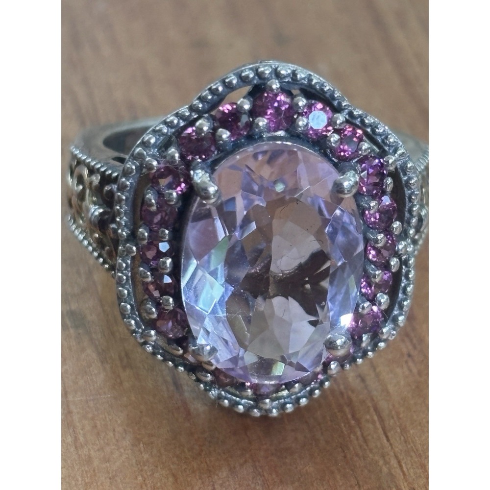 STS CHUCK CLEMENCY Amethyst And Garnet Sterling Silver Ring Size 7